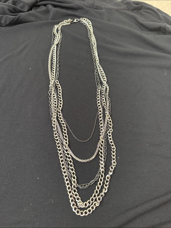 Jewelry - Multi-Layer Silver Tone Chain Necklace - Classic Layered Look